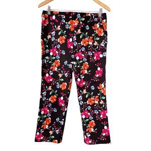 Jules & Leopold Black Floral Mid Rise Dress Pants Women's Size Medium Office
